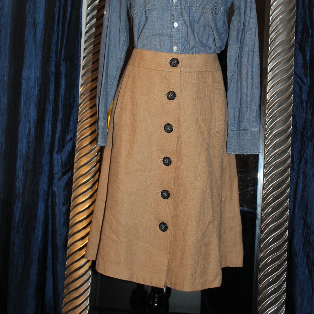 Tan Button Skirt